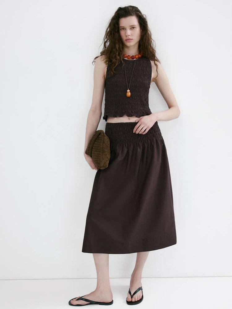 Mango Brown Smocked Vest - Image 1 of 8