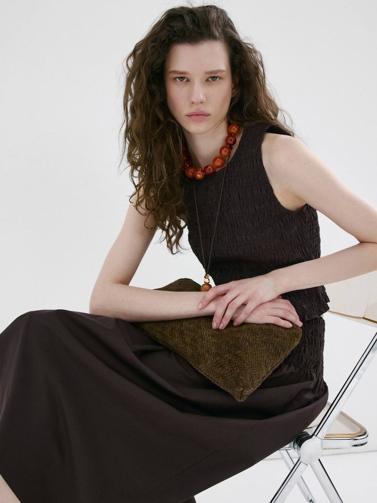 Mango Brown Smocked Vest - Image 2 of 8