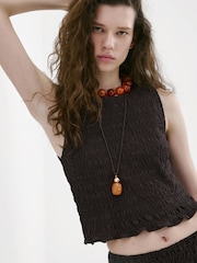 Mango Brown Smocked Vest - Image 4 of 8