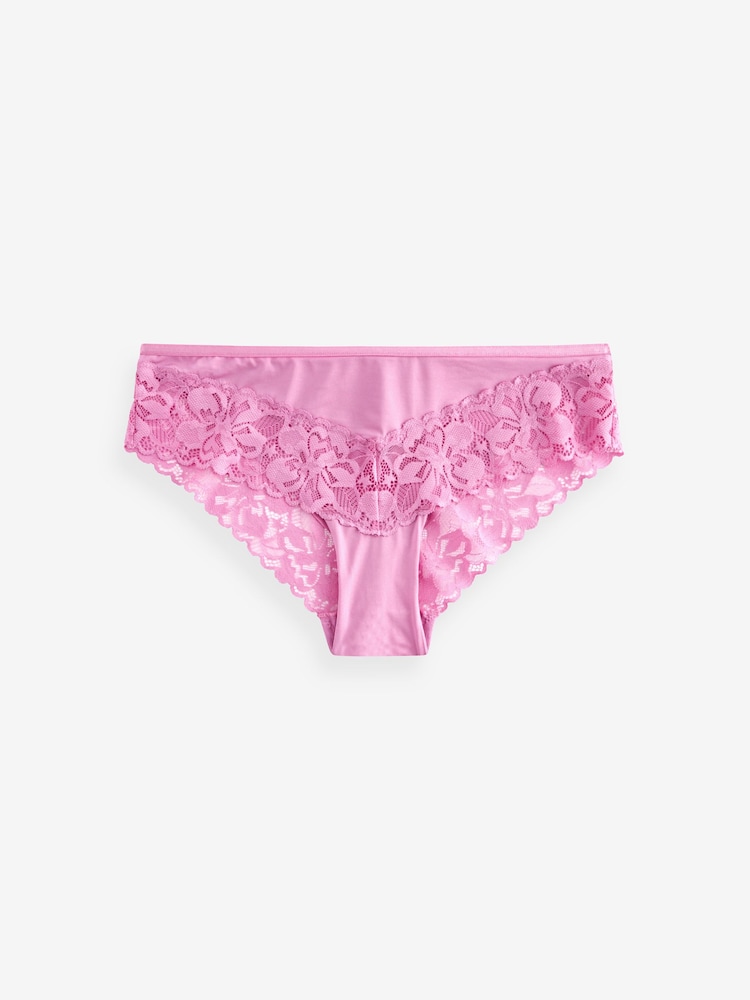 Pink/Blue/White Brazilian Floral Lace Knickers 3 Pack - Image 8 of 8