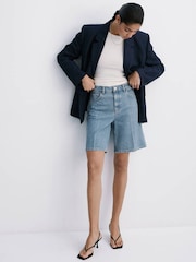 Mango Blue Bermuda Denim Shorts - Image 1 of 3