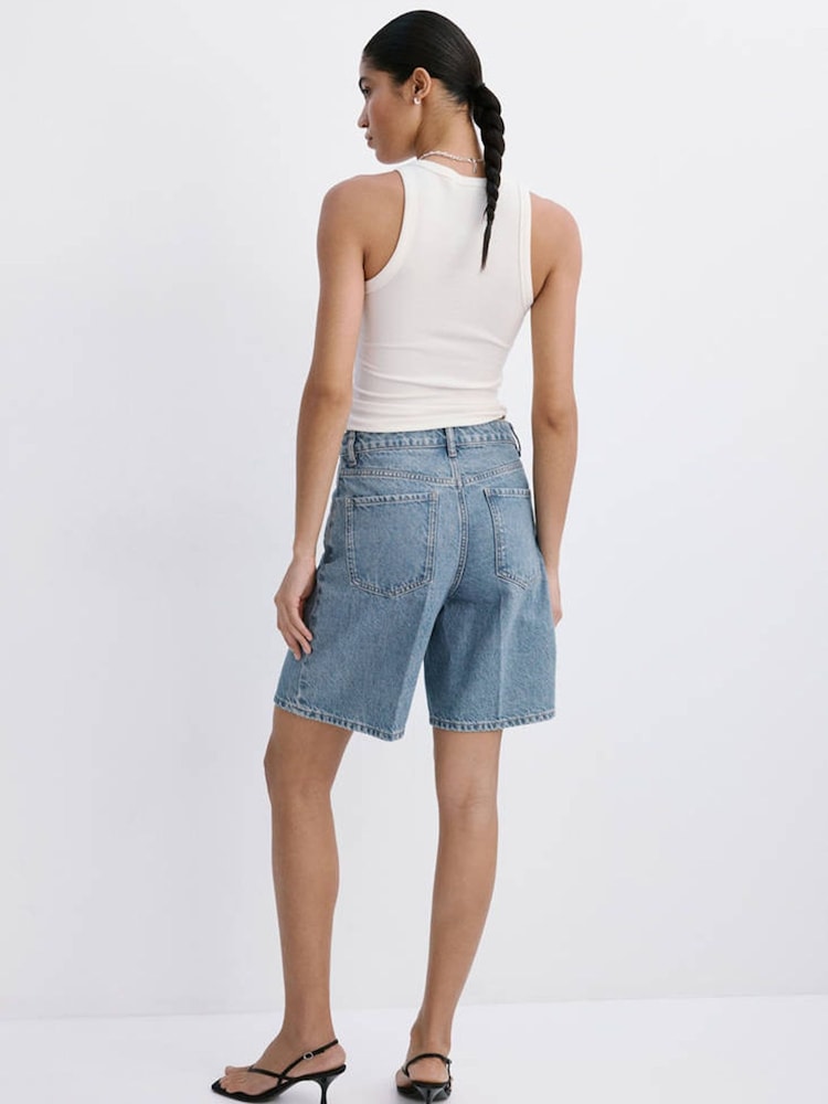 Mango Blue Bermuda Denim Shorts - Image 2 of 3