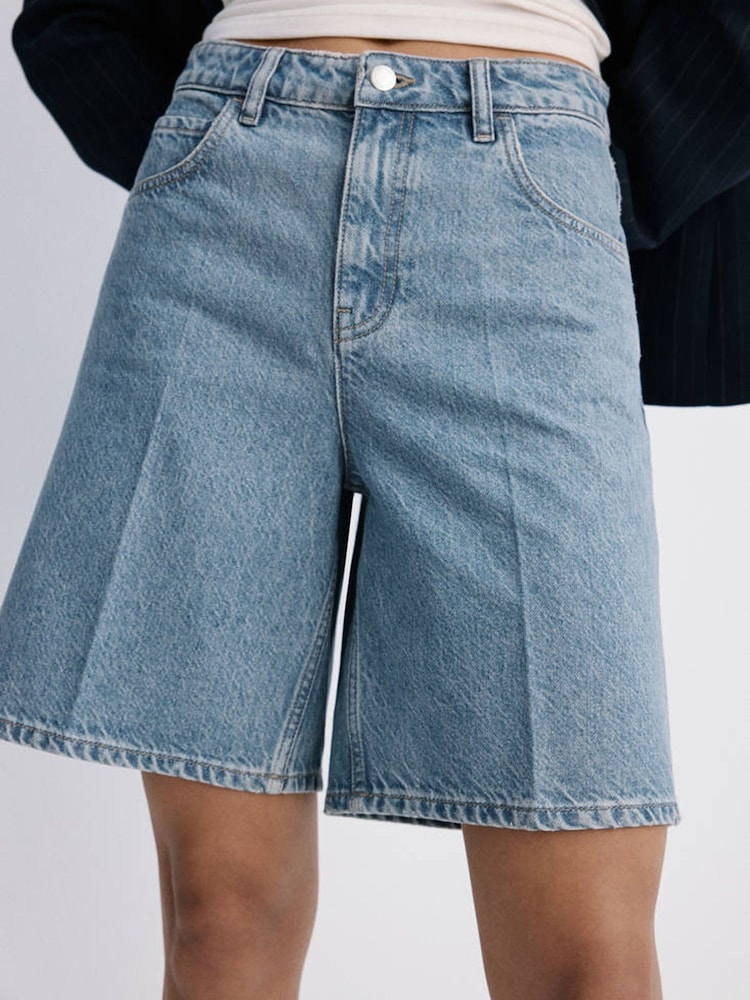 Mango Blue Bermuda Denim Shorts - Image 3 of 3