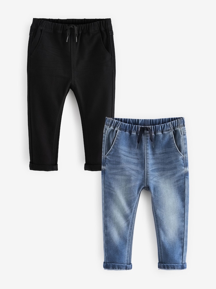Blue Black Denim Supersoft Pull-On Jeans With Stretch 2 Pack (3mths-7yrs) - Image 1 of 5