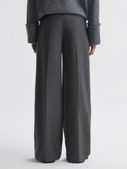 Reiss Grey Valeria Wool Blend Wide Leg Trousers - Image 4 of 4