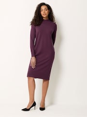 M&Co Purple Midi Funnel Neck Jumper Dress - Image 2 of 5