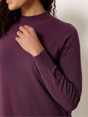 M&Co Purple Midi Funnel Neck Jumper Dress - Image 4 of 5