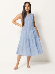 M&Co Blue Petite Dobby Sleeveless Dress - Image 2 of 5