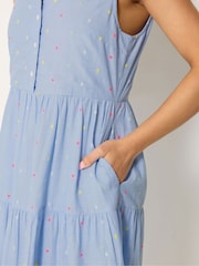 M&Co Blue Petite Dobby Sleeveless Dress - Image 4 of 5