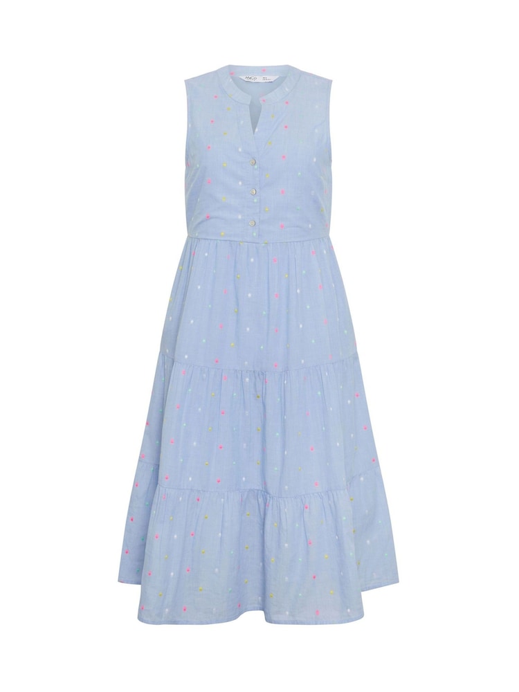 M&Co Blue Petite Dobby Sleeveless Dress - Image 5 of 5 M&Co Blue Petite Dobby Sleeveless Dress - Image 5 of 5