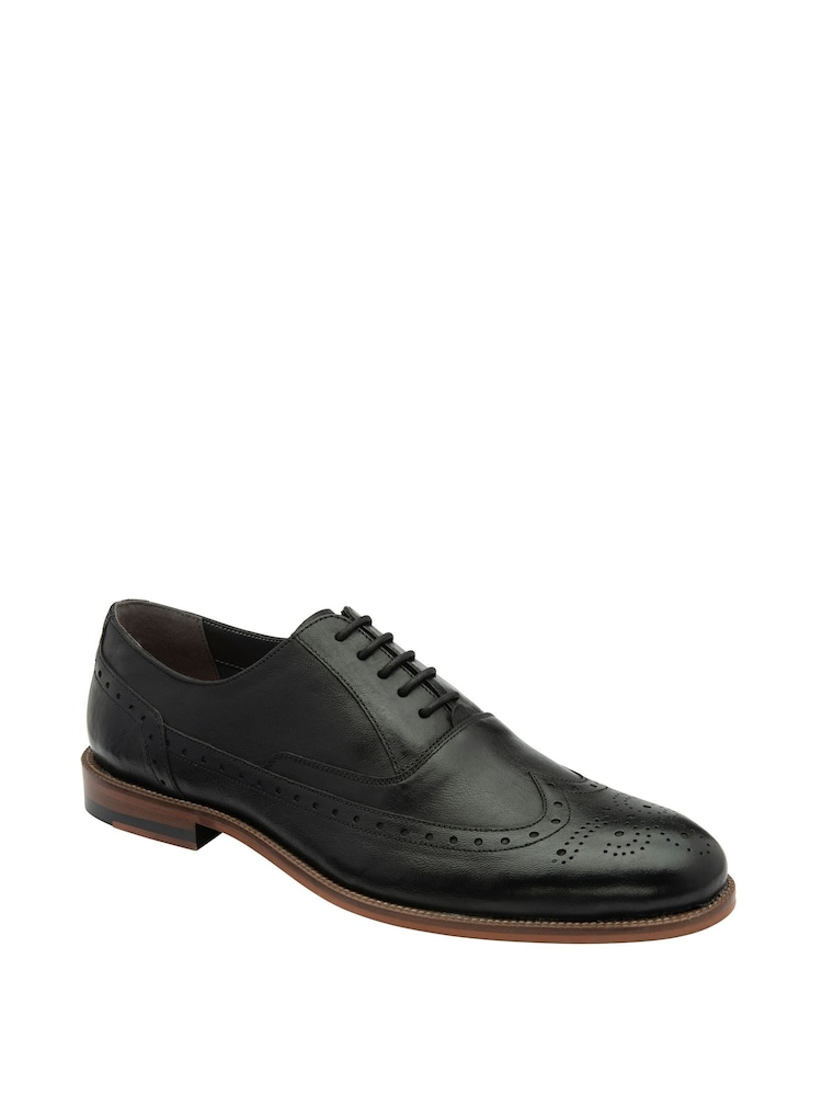 Frank Wright Black Leather Lace Up Brogues - Image 1 of 4