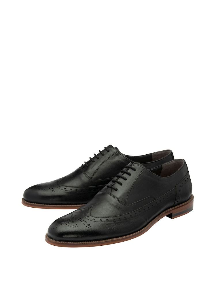 Frank Wright Black Leather Lace Up Brogues - Image 2 of 4