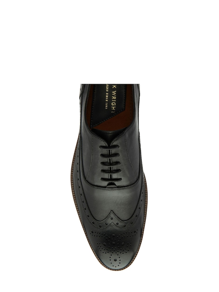 Frank Wright Black Leather Lace Up Brogues - Image 4 of 4