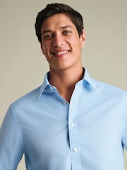 Charles Tyrwhitt Blue Non-iron Twill Point Collar Classic Fit Shirt - Image 4 of 11
