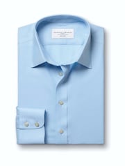 Charles Tyrwhitt Blue Non-iron Twill Point Collar Classic Fit Shirt - Image 8 of 11