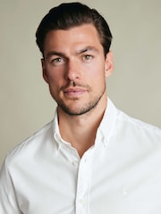 Balts - Charles Tyrwhitt īpaši pieguļošs, vienkāršs, pogām aizdarīts, elastīgs, mazgāts 100% kokvilnas Oksfordas krekls - Attēls 4 no 8