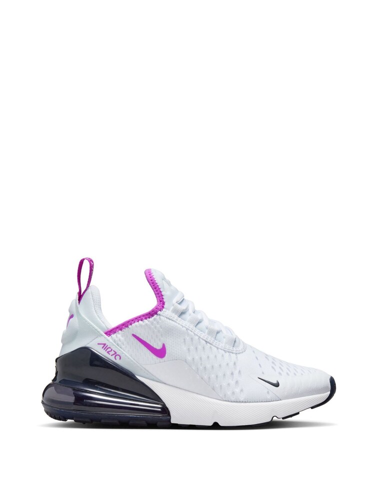 Nike White/Fuschia Youth Air Max 270 Trainers - Image 1 of 11