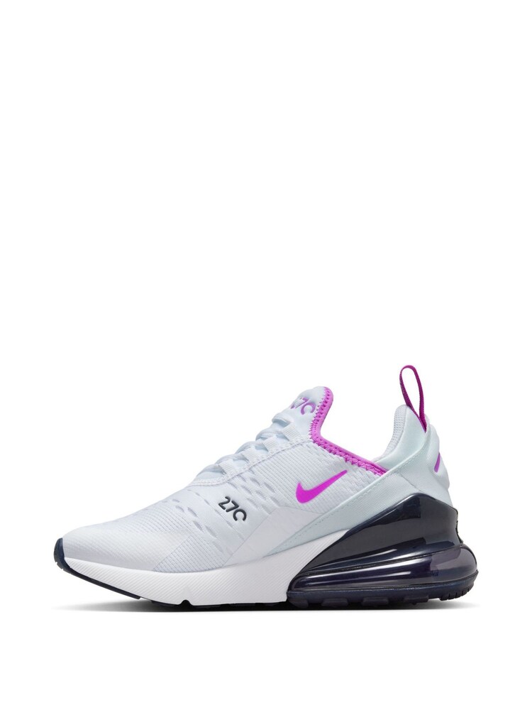 Nike White/Fuschia Youth Air Max 270 Trainers - Image 2 of 11