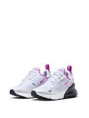 Nike White/Fuschia Youth Air Max 270 Trainers - Image 6 of 11