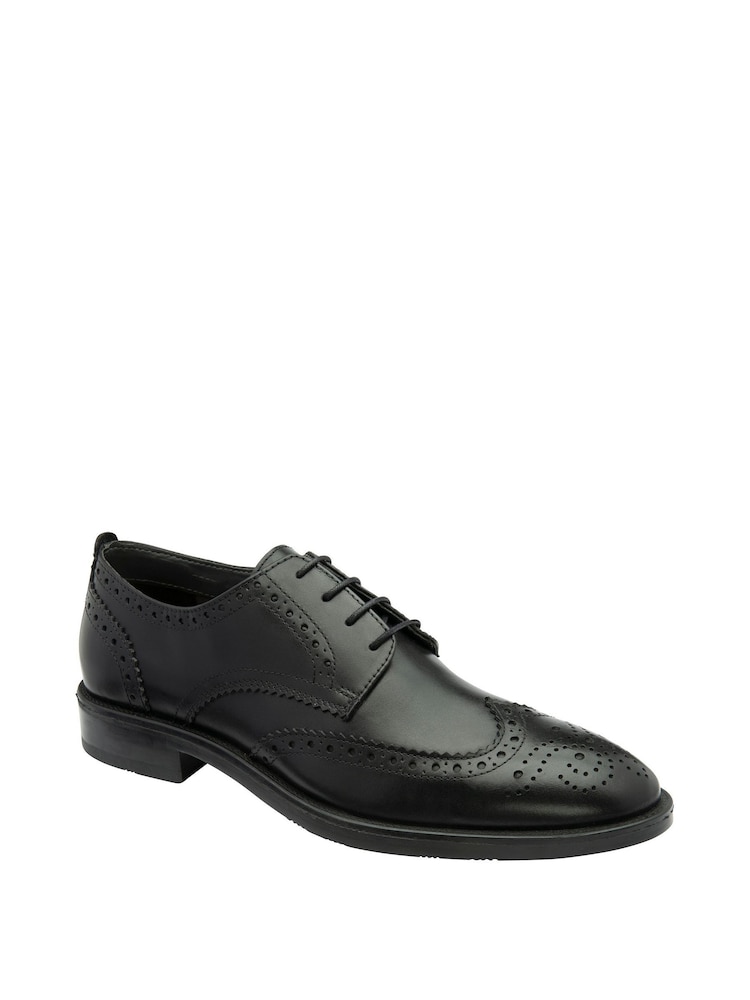Frank Wright Black Leather Lace-Up Mens Brogues - Image 1 of 4