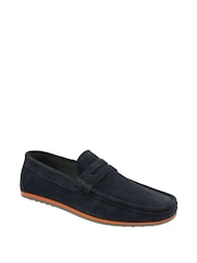 Frank Wright Blue Orange Suede Slip On Loafers - Image 1 of 4