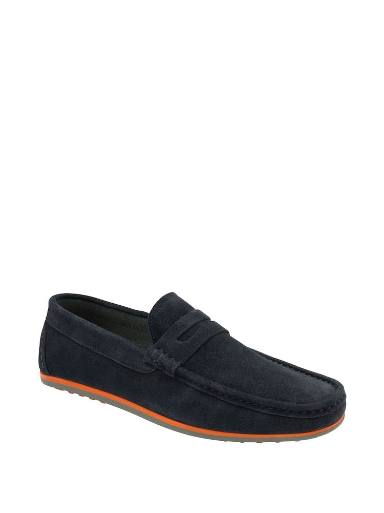 Frank Wright Blue Orange Suede Slip On Loafers - Image 1 of 4