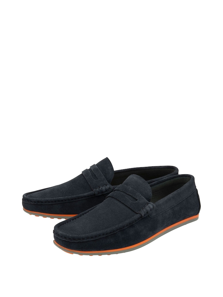 Frank Wright Blue Orange Suede Slip On Loafers - Image 2 of 4