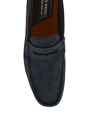 Frank Wright Blue Orange Suede Slip On Loafers - Image 4 of 4