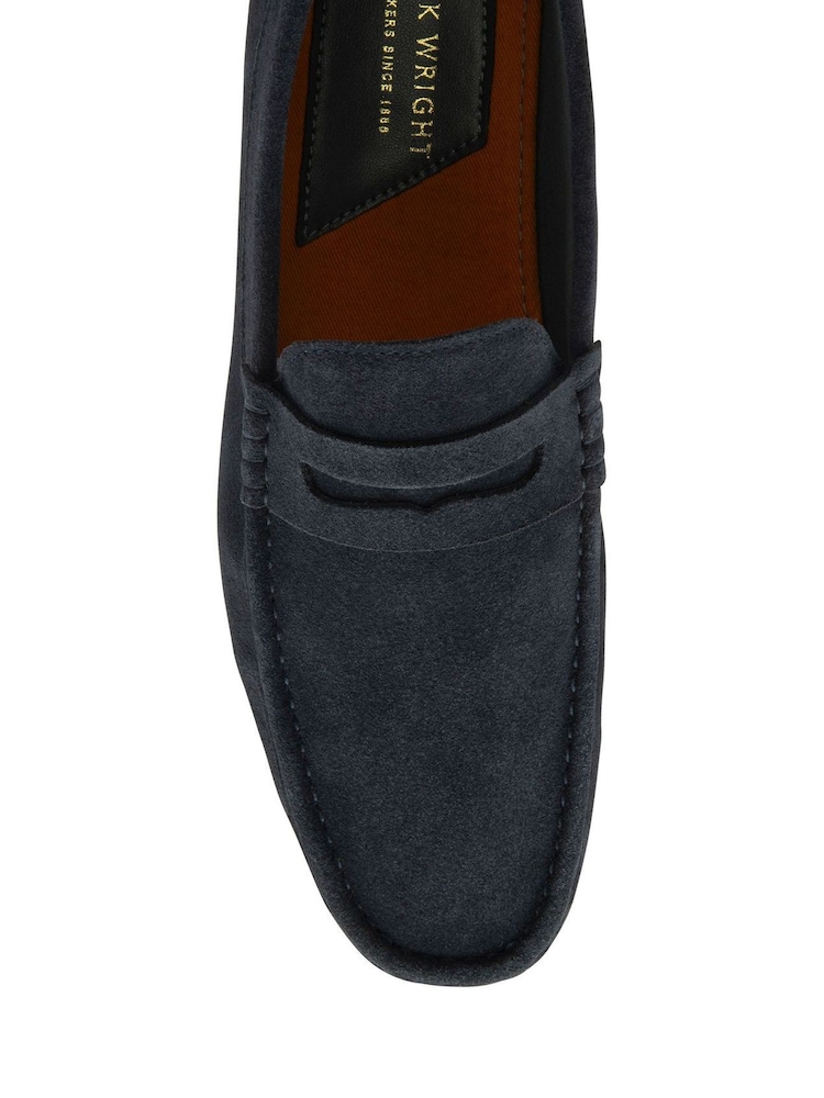 Frank Wright Blue Orange Suede Slip On Loafers - Image 4 of 4