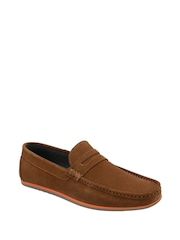 Frank Wright Brown Suede Slip On Loafers - Image 1 of 4