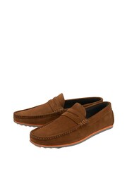 Frank Wright Brown Suede Slip On Loafers - Image 2 of 4