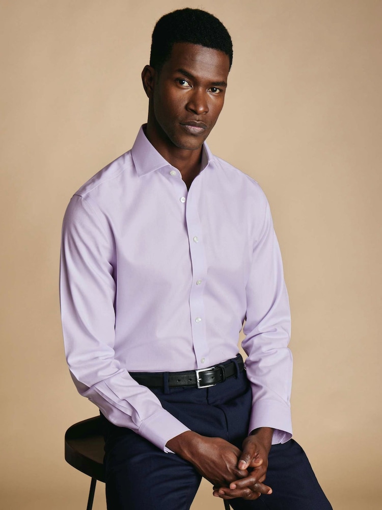 Violets - Charles Tyrwhitt negludināms tvīla izgriezuma klasiska piegriezuma krekls - Attēls 2 no 7