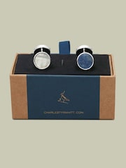 Charles Tyrwhitt Mother Of Pearl And Sodalite Blue Evening Cufflink - Slika 2 od 2