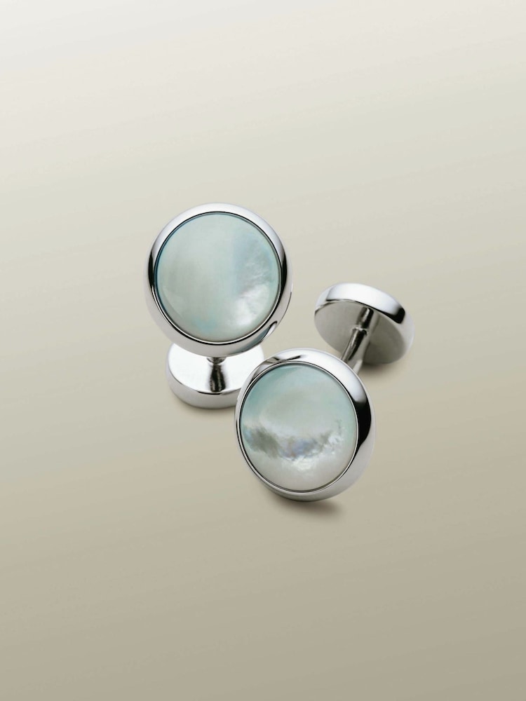 Charles Tyrwhitt Light Blue Mother of Pearl Cufflinks - Image 1 of 2
