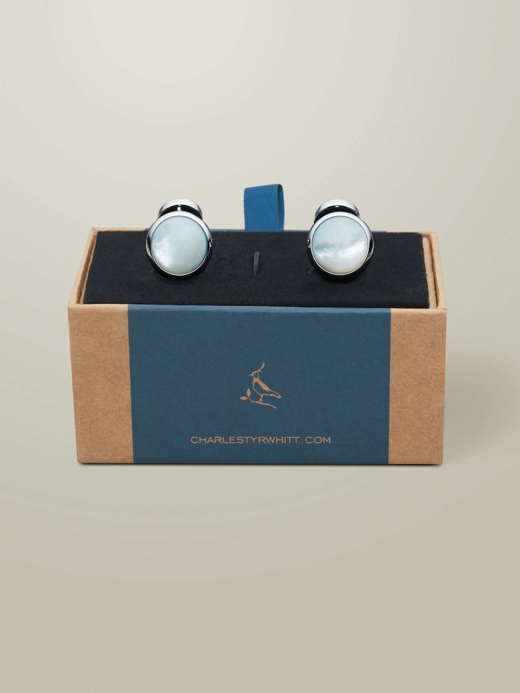 Charles Tyrwhitt Light Blue Mother of Pearl Cufflinks - Image 2 of 2