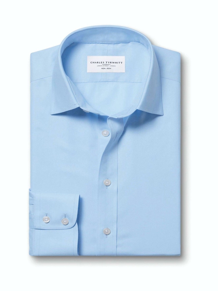 أزرق فاتح - قميص تويل مقاوم للتجعد بتلبيس كلاسيكي من Charles Tyrwhitt - صورة 1 من 2