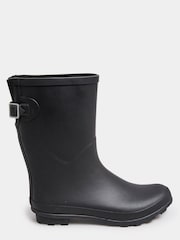 Yours Curve Black Wide Fit Mid Calf Adjustable Welly Boots - Image 1 of 4