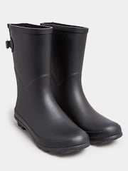 Yours Curve Black Wide Fit Mid Calf Adjustable Welly Boots - Image 2 of 4