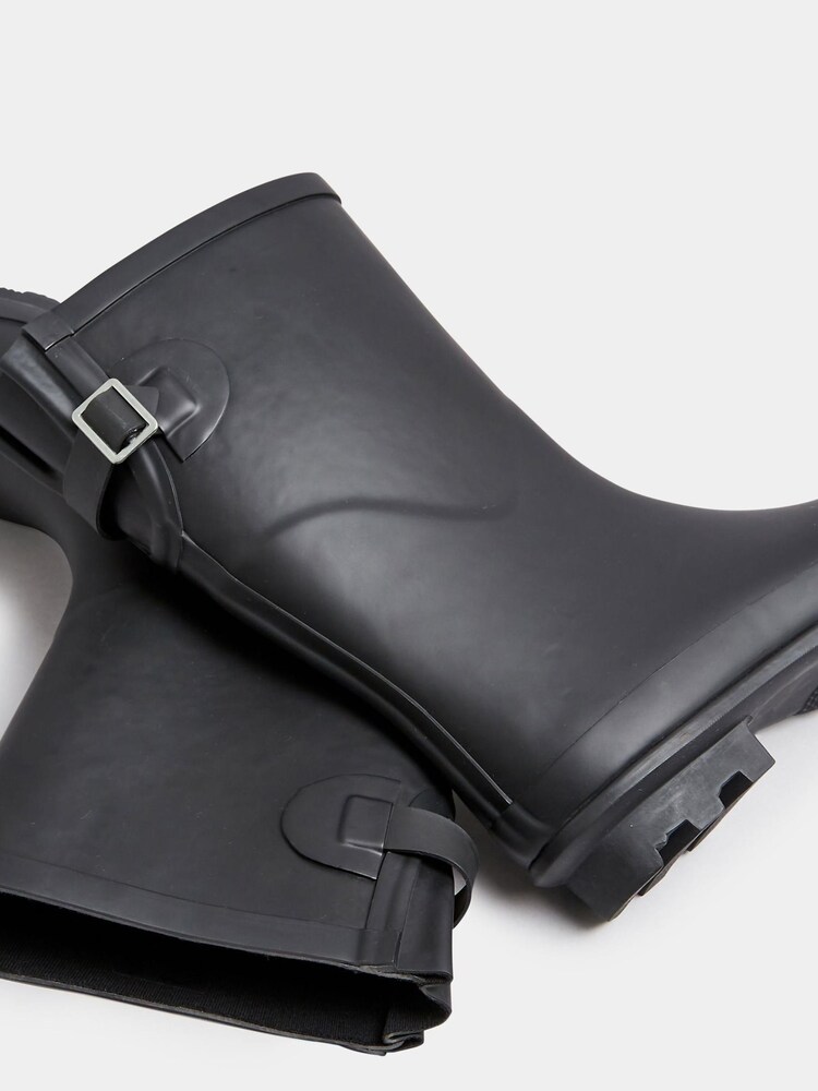 Yours Curve Black Wide Fit Mid Calf Adjustable Welly Boots - Image 4 of 4