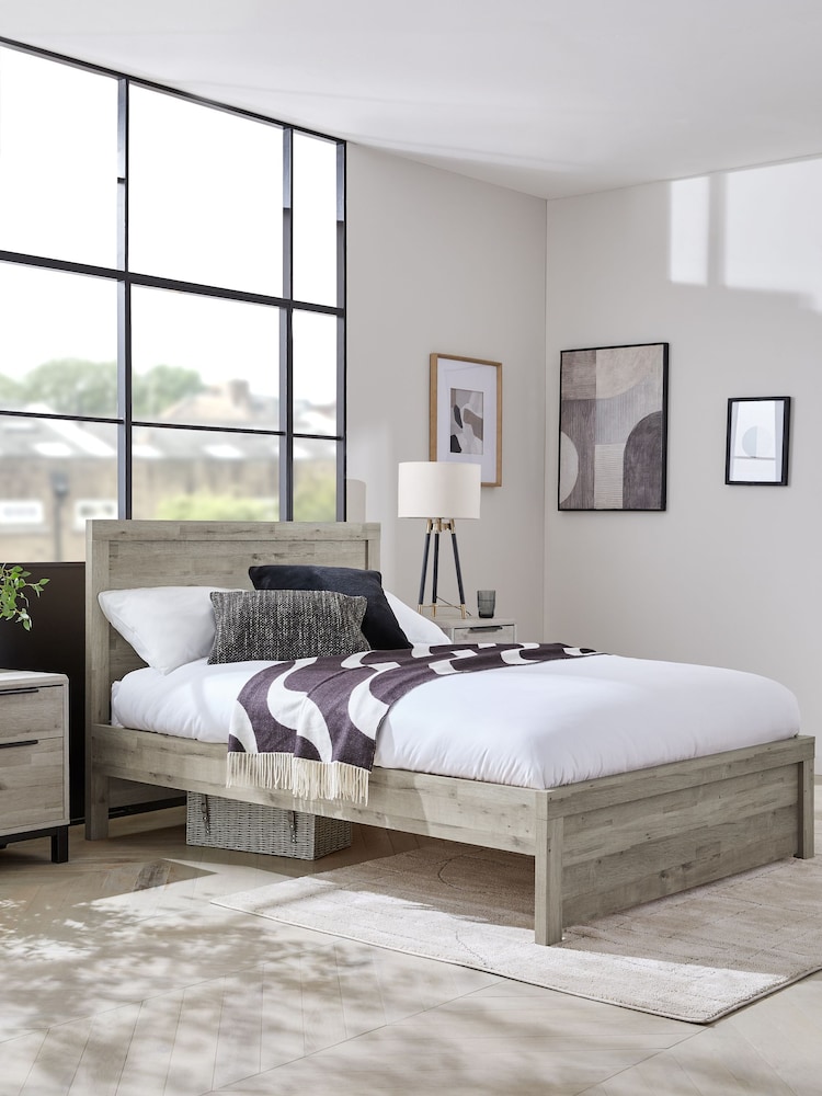 Grey Oak Effect Bronx Wooden Bed Frame - Image 1 of 6 Grey Oak Effect Bronx Wooden Bed Frame - Image 1 of 6