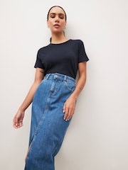 Navy Blue The Everyday Crew Neck Cotton Rich Short Sleeve T-Shirt - Image 4 of 10