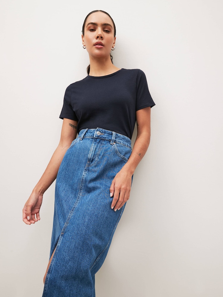 Navy Blue The Everyday Crew Neck Cotton Rich Short Sleeve T-Shirt - Image 4 of 10
