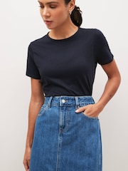 Navy Blue The Everyday Crew Neck Cotton Rich Short Sleeve T-Shirt - Image 5 of 10