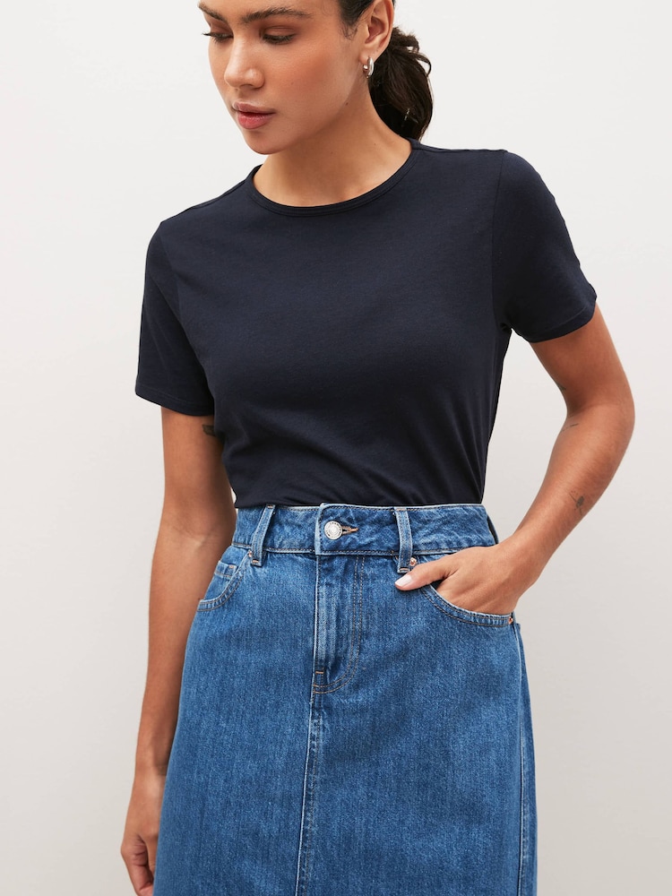 Navy Blue The Everyday Crew Neck Cotton Rich Short Sleeve T-Shirt - Image 5 of 10