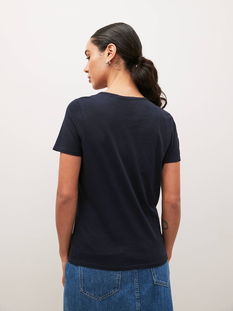 Navy Blue The Everyday Crew Neck Cotton Rich Short Sleeve T-Shirt - Image 6 of 10