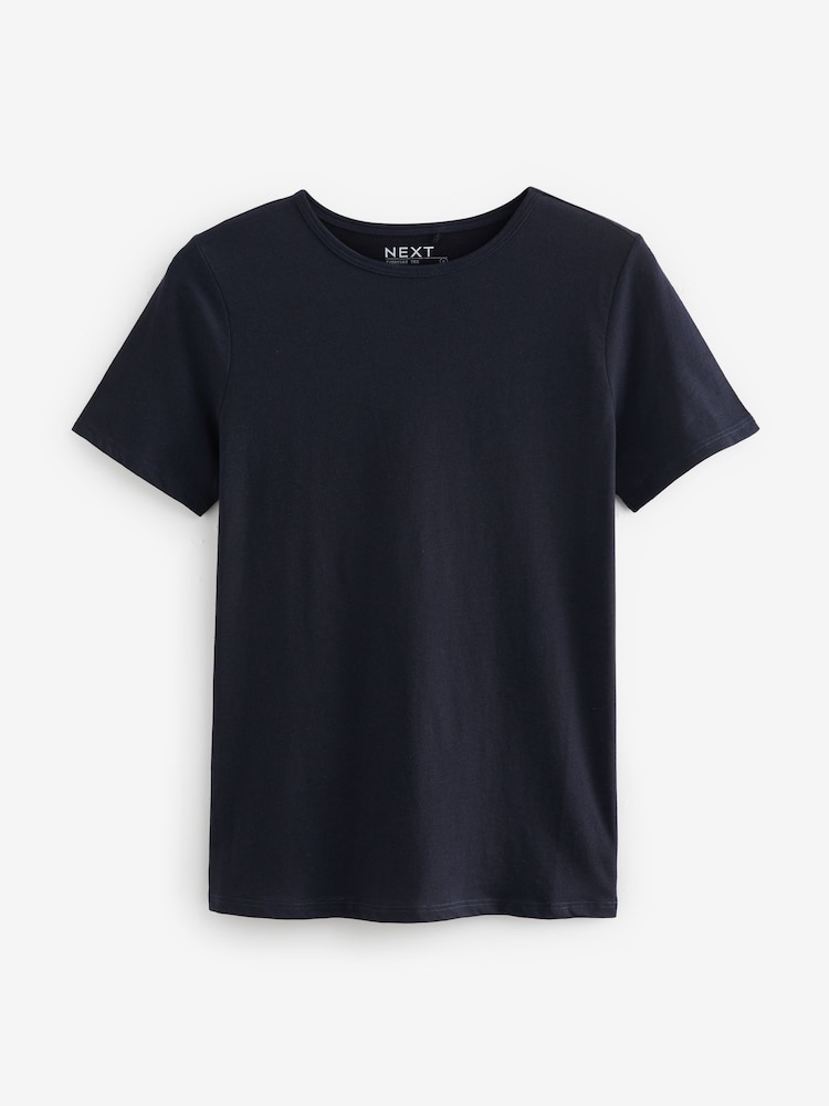 Navy Blue The Everyday Crew Neck Cotton Rich Short Sleeve T-Shirt - Image 9 of 10