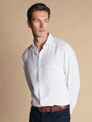 Charles Tyrwhitt White Pure Linen Slim Fit Shirt - Image 2 of 7