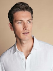 Charles Tyrwhitt White Pure Linen Slim Fit Shirt - Image 3 of 7