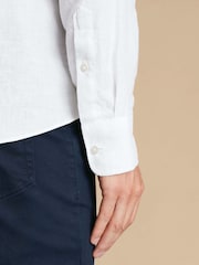 Charles Tyrwhitt White Pure Linen Slim Fit Shirt - Image 4 of 7