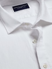 Charles Tyrwhitt White Pure Linen Slim Fit Shirt - Image 7 of 7